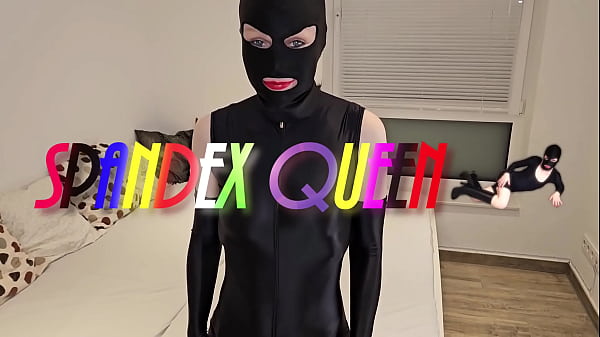 SpandexQueen sucks dick, comes twice and ruins his orgasm in her black spandex suit